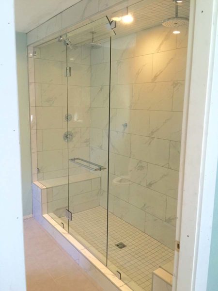 Very tall steam shower with transom vent